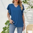 thumbnail image 2 of Drses Women's Plus-Size Summer Tops - Stylish Notched V Neck T-Shirts with Ruffle Details, 2 of 3