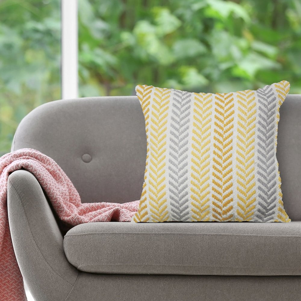 LR Home Altair Cotton Pillow Set of 2 in Orange/Yellow, 18" x 18"