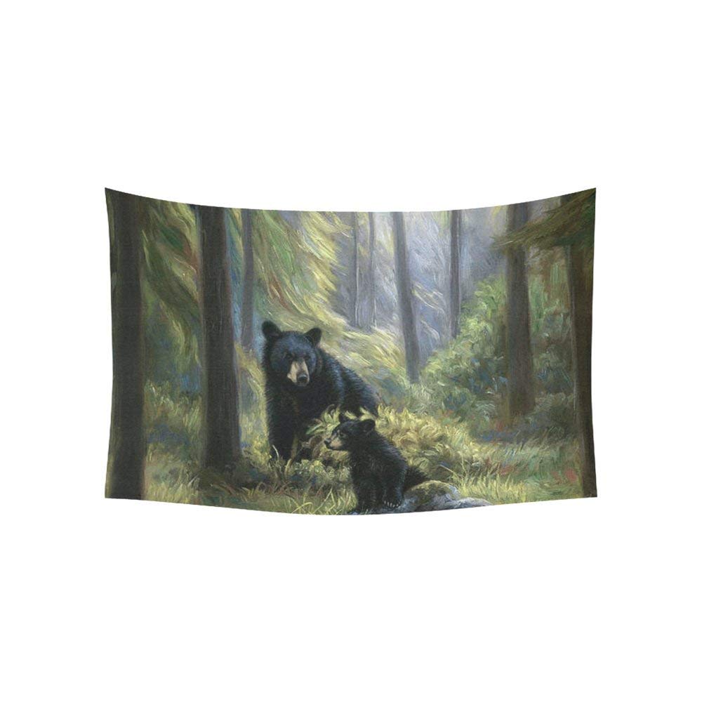 CADecor Black Bear in Forest Wall Tapestry Wall Hanging Wall Art Home