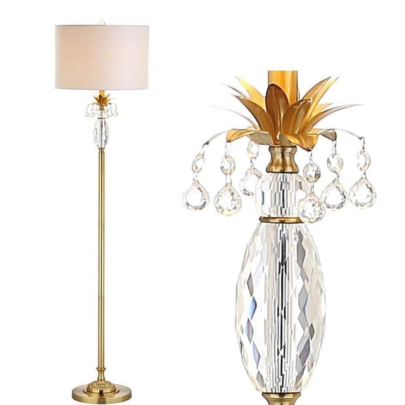 Adalyn 61 in. Clear/Brass Gold Crystal/Metal Floor Lamp