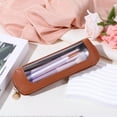 thumbnail image 3 of Soda Candy Small Clear Makeup Bag PU Leather Makeup Brush Bag Portable Transparent Waterproof Cosmetic Organizer Pouch with Zipper for Women Home Travel Office Makeup Storage, 3 of 6