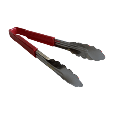 rattleware 9" Utility Tong, Stainless Steel, Red Handle