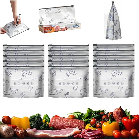 Small Resealable Zipper Seal Bags, 30Pcs Thick Aluminum Foil Stand Up Pouches Food Saver Bags Reusable Storage Bags with Zipper and Label for Vegetables Meat Snacks (S) By Topboutique
