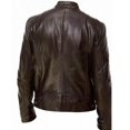 thumbnail image 3 of Chaqueta de piel sintética con cuello alto para hombre en estilo de traje de negocios y ajuste ceñido., 3 of 3