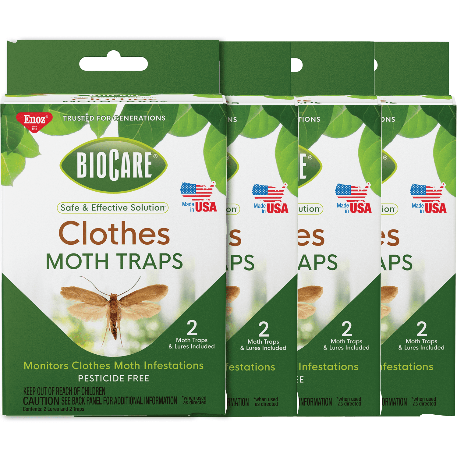Enoz BioCare Clothes Moth Traps with Lures, Pesticide-Free Glue Traps, 8 Ct