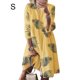 thumbnail image 1 of Vestido Mujer Vestido Estampado Vintage Manga 3/4 Paño De Cuello Redondo, Amarillo Hoja, S Vogacara AP002219-41, 1 of 5
