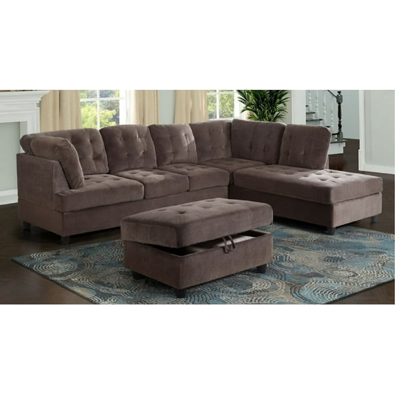 Harlee 112" Wide Corner Sectional with Ottoman