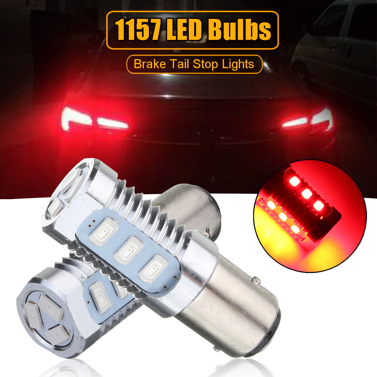 Pair 1157 30SMD LED Car Red Strobe Blinking Rear Alert Safety Brake Tail Lights 