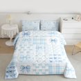 thumbnail image 2 of Homewish Blue Princess Ribbon Full Size Comforter Sets, Kawaii Cartoon Bow-tie Bedding Comforter Set, Teens Kids Girls Women Reversible Bedding Sets, Lightweight Room Decor, 3-Piece, 2 of 8