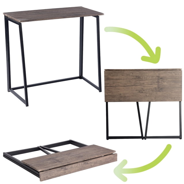 Escritorio Plegable Rectangular HOMEMAKE FURNITURE Industrial Clásico Color Nogal 80*40*74 cm