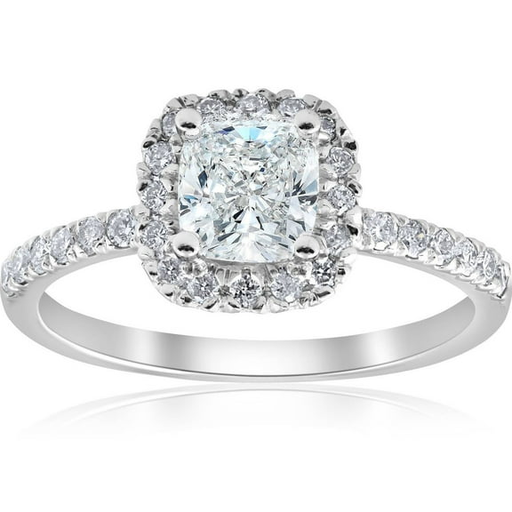 Edge Jewel 1.8 Ct Cushion Cut Lab-Created Diamond Engagement Ring - 14K White Gold Over - Women's Solitaire with Accents - Unique Proposal Birthday Gift for Her on Special Occasions for Girls