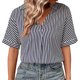 thumbnail image 2 of Top Fiudx con Solapa y Hombros Estampados a Rayas Cuello en V para mujer, 2 of 7