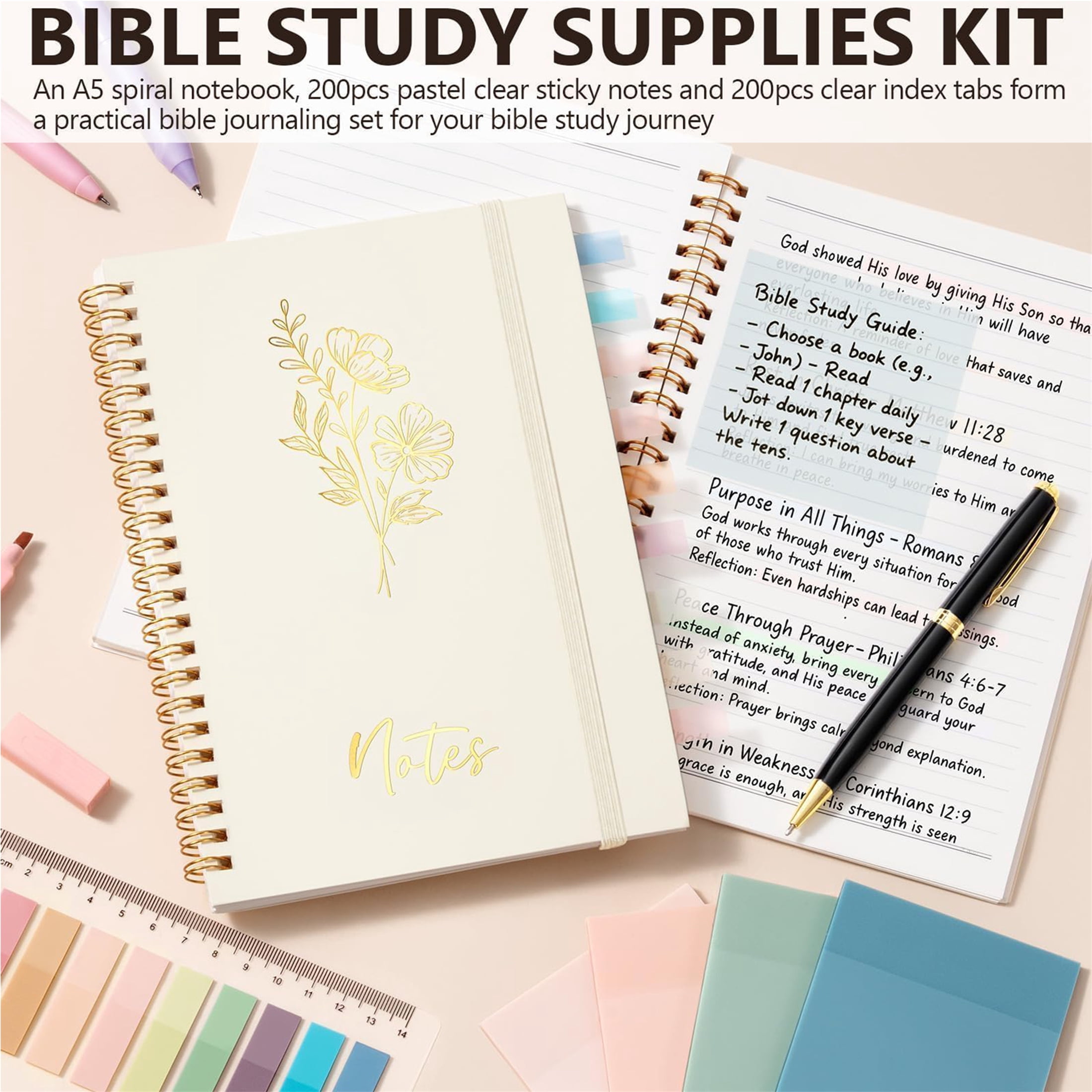 Bible Cover Case for Women, Large Bible Tote Bags Quilted Carrying Case with Shoulder Strap, Bible Study Supplies Journaling Kit, Christian Gift for Womenn (Black)