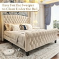 thumbnail image 7 of HISOFT Queen Bed Frame, 42" Tall Velvet Upholstered Sleigh Bed with Wingback Headboard & Scrolled Footboard, No Box Spring Needed, Sturdy Support, Easy Assembly, Noise Free, Button Tufted, White, 7 of 7