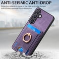 thumbnail image 4 of Allytech for Samsung Galaxy S24 Plus 2 in 1 Detachable Wallet Case, Retro PU Leather Ring Kickstand Card Slots Case for Women Men, Strong Magnetic Shockproof Anti-Scratch Slim Case - Purple, 4 of 11