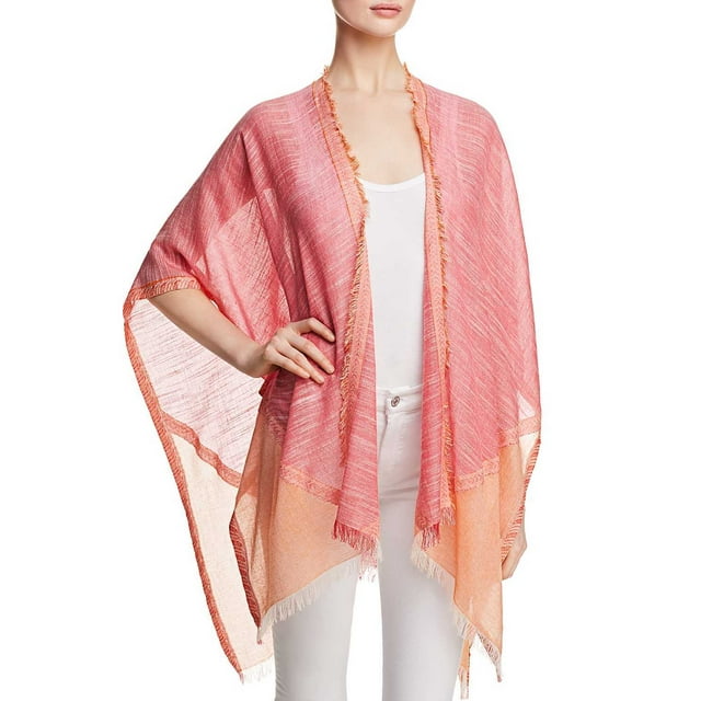 Echo Women’s Surf Club Corner Color-Block Ruana Poncho, Pastel Pink