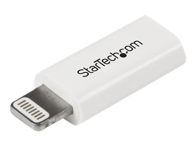 StarTech.com White Apple 8-pin Lightning Connector to Micro USB Adapter for iPhone iPod / iPad - Apple Lightning to Micro USB Adapter (USBUBLTADPW) - Lightning adapter - Lightning male to Micro-USB