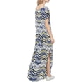 thumbnail image 3 of Vestido a juego con cuello en V, casual, holgado, manga corta, maxi con bolsillo, 3 of 4