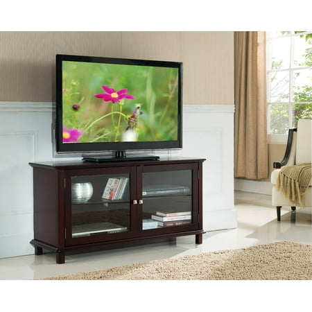 47 Dark Cherry Wood Entertainment Center Tv Console Stand With 47 Dark Cherry Wood Entertainment Center Tv Console Stand With Storage Gl Cabinets Shelves