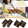 thumbnail image 3 of TEQUAN Oven Mitts and Pot Holders Set of 4, Ancient Golden Ankh Symbol Pattern Heat Resistant Kitchen Glove for Baking Cooking Grilling, 3 of 7