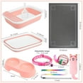 thumbnail image 2 of 2 Set 14 Pcs Cat Kitten Starter Kit Foldable Cat Litter Box with Shovel Small Litter Pan Collapsible Cat Toilet Paw Litter Mat Cat Collars Cat Bowls Cat Toys Teaser Stick for Beginner(Pink), 2 of 7