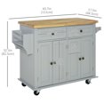 thumbnail image 2 of CoSoTower Kitchen Island with Storage, Rolling Trolley Cart with Rubber Wood Top, Spice Rack, Towel Rack, Grey, 2 of 7