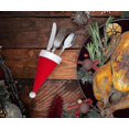 thumbnail image 2 of 10 piezas de soportes para cubiertos con forma de sombrero de Papá Noel para Navidad: vajilla para mesa de cena para fiestas de Navidad, suministros de decoración de cubiertos, 2 of 5