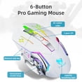 thumbnail image 5 of T-WOLF Wireless Gaming Mouse, Rechargeable BT 5.0 + 2.4G Dual-Mode Mouse with RGB Lighting, Silent 6-Button Full-Size Ergonomic Design, USB-C Cable, for PC, Mac, Laptop, Office & Gaming – White, 5 of 15