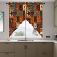 thumbnail image 4 of Vintage Boho Swag Valances for Windows 2 Pack Rust Brown Exotic Ethnic Native Geometric Swag Kitchen Curtains 45 Inches Long Rod Pocket Short Window Treatment for Kitchen Bathroom 36"x45", 4 of 9