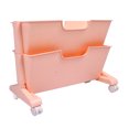 thumbnail image 2 of Double Layer Movable Deskside Bookshelf Removable Small Bookcase Dormitory Organize Trolley Shelf Pink, 2 of 5