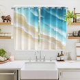 thumbnail image 2 of Blue Gradient Beach Kitchen Curtains Window Panels, Watercolor Coastal Seaside Waves Ombre Insulated Window Treatment Curtain, Grommet Curtains for Bedroom/Living Room/Bathroom, 2 Piece 52"Wx63"L, 2 of 8