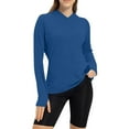 thumbnail image 5 of ManxiVoo Womens Fall Workout Hooded Top with Thumb Holes for Yoga Training Running and Gym Activities S Size Blue, 5 of 7