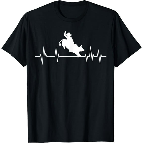 t-shirt Bull Riding Heartbeat Cowboy Bull Rider Rodeo Sport T-Shirt mens,black,women,funny,journey,Crew Neck, Short Sleeve,custom clothing patterns.gift