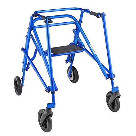 4 Wheel Klip-Lightweight Medical Posterior Rollator Walker/Gait Trainer for Toddlers, Kids, Teens w/Special Needs-Flip Up Seat, 8 Inch Wheels, Front Swivel Wheels, Height Adjustable, Foldable