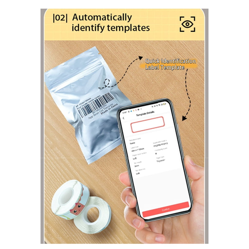 P15 Thermal Printer Bluetooth Barcode Label Maker for Office Commercial Pocket Mini DIY Bluetooth Printer