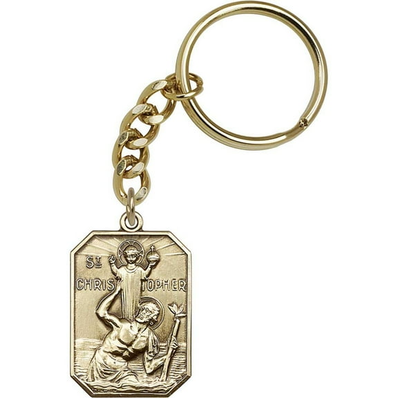 Antique Gold St. Christopher Keychain