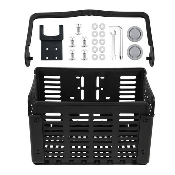 Supvox Black Plastic Foldable Frame Basket Bike Accessory Front Container for Outdoor Use