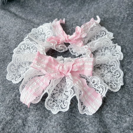 Namzi Pet Lace Bib Collar Cat Puppy Pet Bib Collar Lace Trimmed Pet Accessory Pink S Size 1 Piece