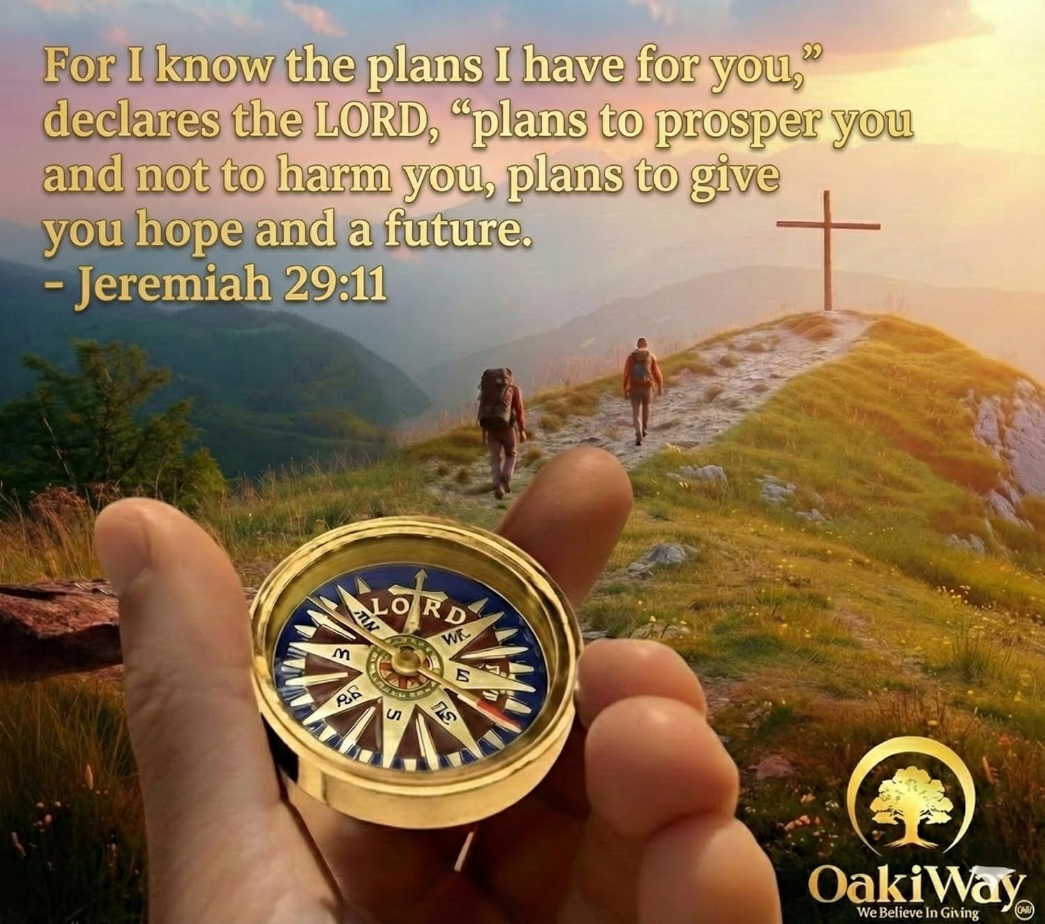 OakiWay God’s Path Compass – Brass Nautical Keepsake for Confirmation, Baptism or Graduation – Christian Gift for Men (Greeting Card Included)