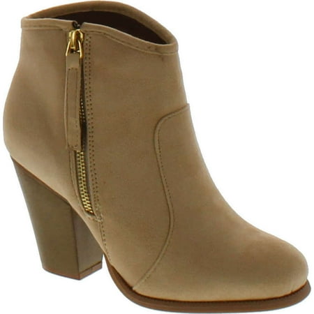 

LILIANA ROMANE-1 Women s Chunky Heel Riding Ankle Booties Nude 11
