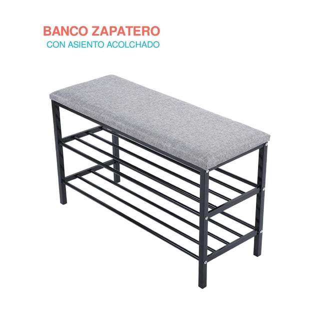 Zapatera Banco Acolchado 3 Niveles Resistente Impermeable ELLY DECOR ED-BZ80BK