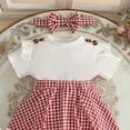 thumbnail image 6 of JUMEYU Baby Girls Dresses Infant Baby Girl Summer Clothes Sleeve Baby Girl Romper Headband 0 3 6 9 12 18 24 Months (Wine,12-18 Months), 6 of 6