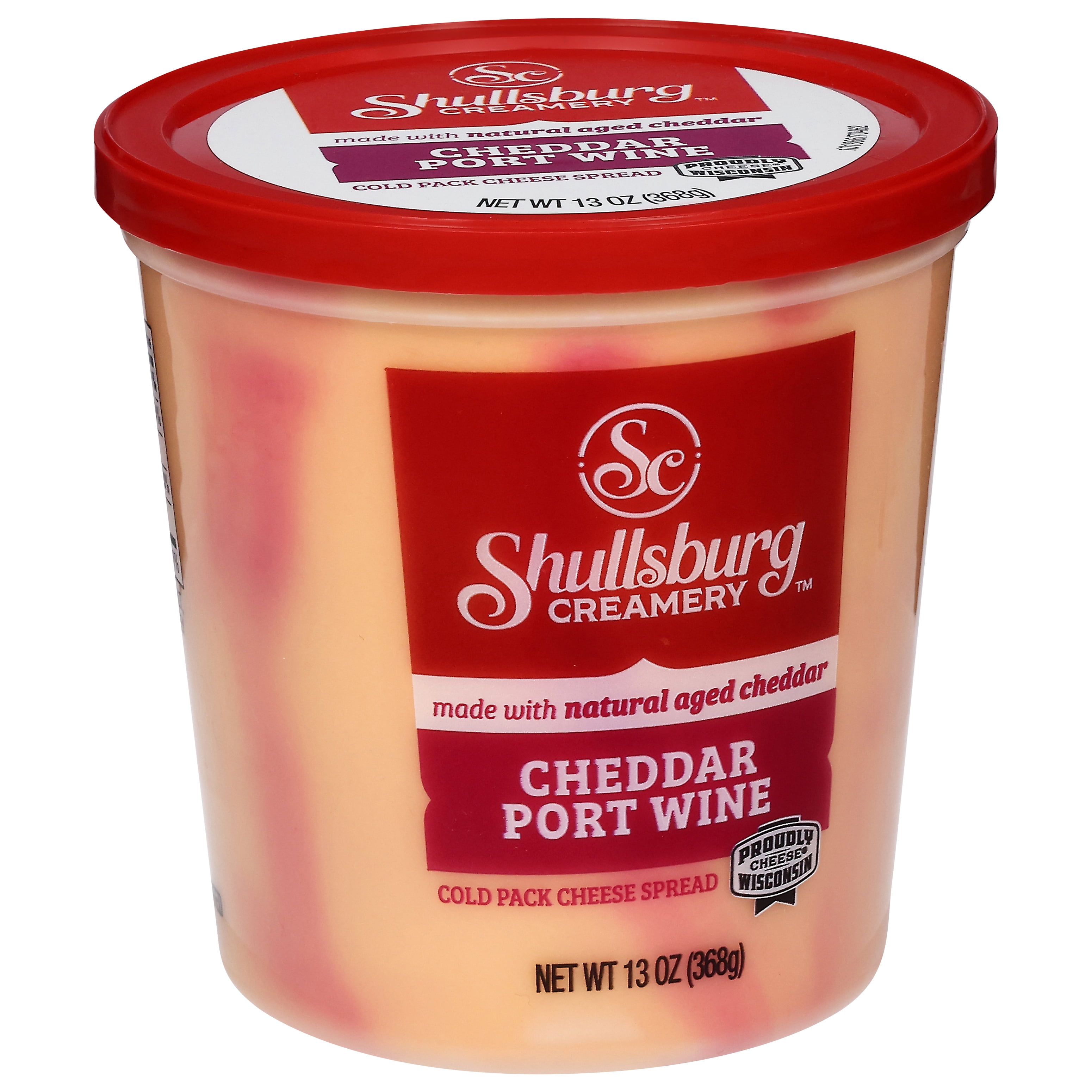 Shullsburg Creamery Port Wine Spreadable Cheese Spread, 13 oz, Tub, Refrigerated