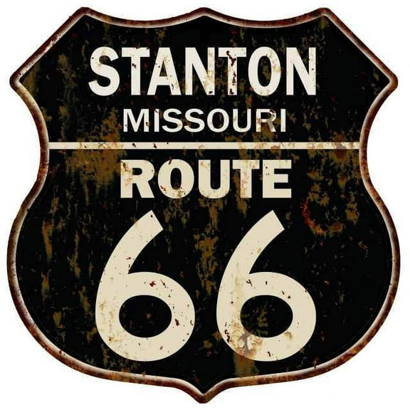 STANTON, MISSOURI Route 66 Shield Metal Sign Man Cave Garage 211110014086