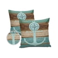 thumbnail image 2 of Ocean Nautical Teal Anchor Compass Outdoor Pillow Covers Waterproof Throw Pillow Cover 18x18in Set of 2,Square Decorative Pillowcases Cushion Case for Patio Sofa Couch,Vintage Rustic Farm Wood Plank, 2 of 7