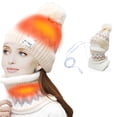 thumbnail image 5 of Winter Heated Beanie Hat Scarf Set for Women Fleece Lined Knit Heating Cap USB Charging Neck Warmer Scarf for Cold Weather, 5 of 5