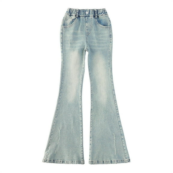 KVPLBQFD Girls Flare Jeans Stretchy Slim Bell Bottom for Kids Soft Stretch High Waist Denim Pants Teens Trendy Casual School Everyday Wear