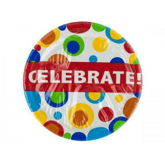 Celebration Bubbles Celebrate Polka Dot Birthday Party 8.75" Paper Dinner Plates