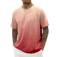 thumbnail image 2 of Men's T-Shirts Gradient Color Casual Shirts Classic Crew Neck Short Sleeve Tees (Red L), 2 of 4