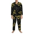 thumbnail image 4 of Bingfone Men'S Pajama Set 2 Piece Loungewear Pjs, Long Sleeve With Pajama Pants-Golden Glitter Butterflies, 4 of 9